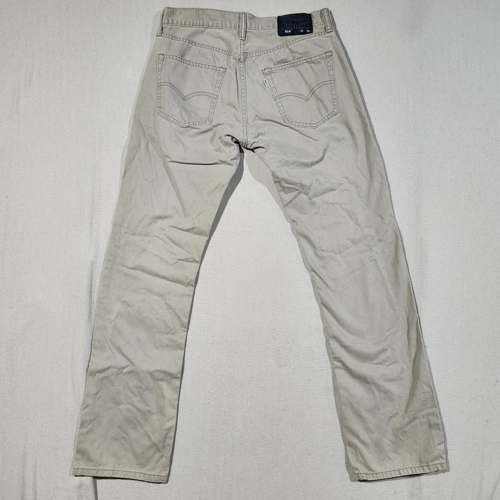 Levis 514 Straight Fit Khaki Tan Cotton Pants Mens 32x34 00514-0407 Classic